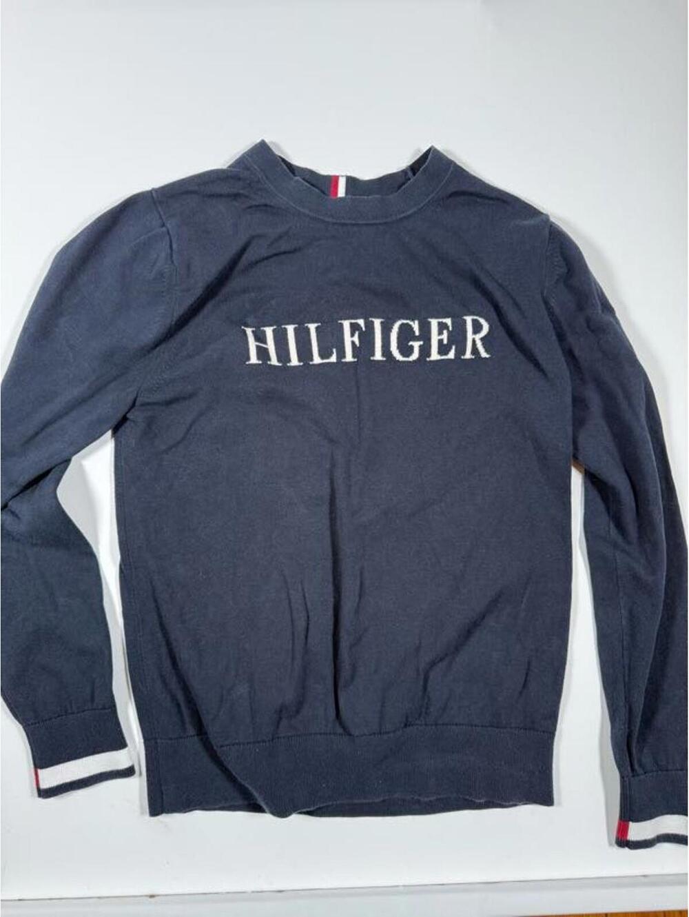 Tommy Hilfiger Navy Blue Cotton Sweater Medium